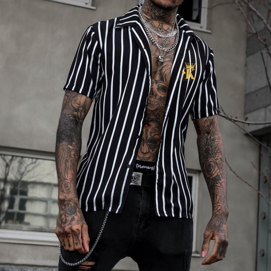 Seamless style black and white striped shirt HF1918-02-03 Seamless style black and white striped shirt HF1918-02-03